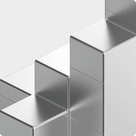 Abstract 3D rendering of stacked metallic cubes representing secure data blocks